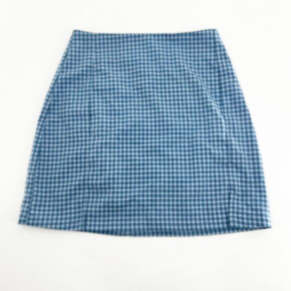 Brandy Melville NWT Blue Cara Plaid Mini Pencil Skirt S - Picture 2 of 5